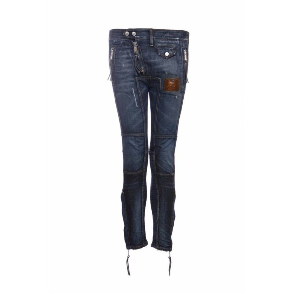 Dsquared2 blue patchwork biker jeans. - Copy